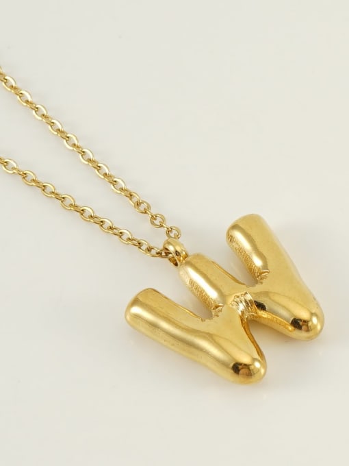 Letter W [Gold] Titanium Steel Letter Necklace With 26 letters
